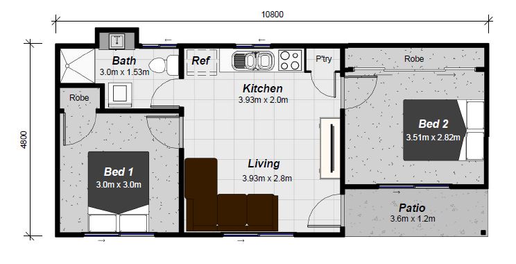 2 Bedroom Granny Flat Designs, Acrow Granny Flats